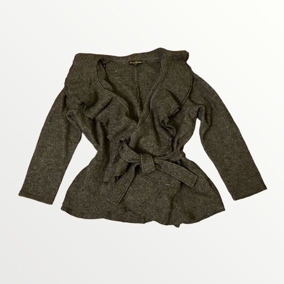 Vintage Charcoal Heather Grey Wool Wrap Coat - Picture 13 of 13